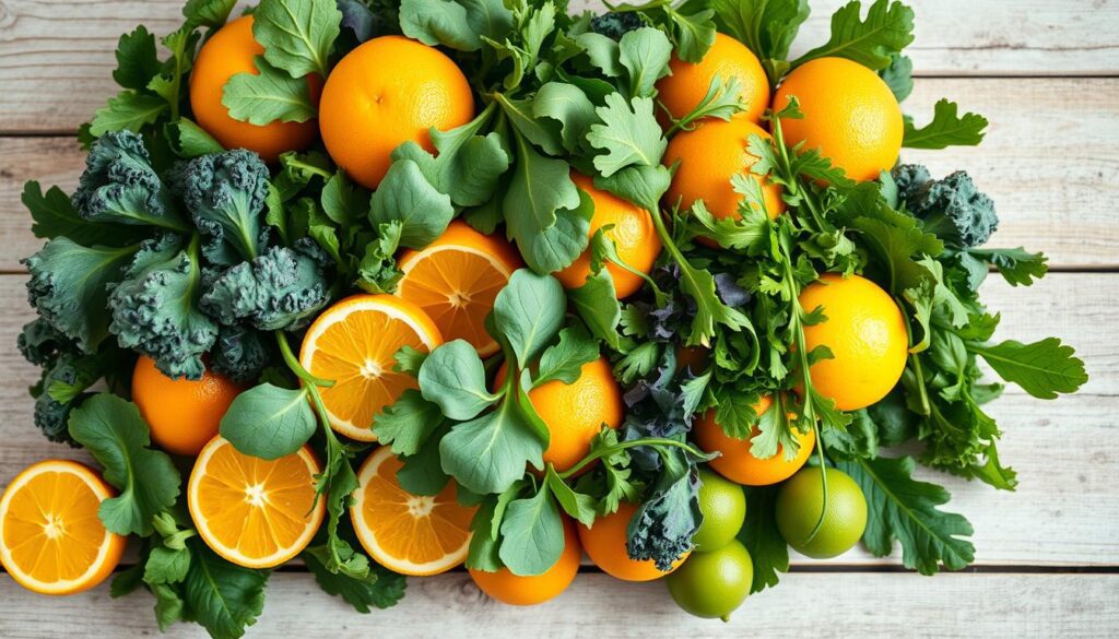Leafy greens and citrus fruits as age-defying foods